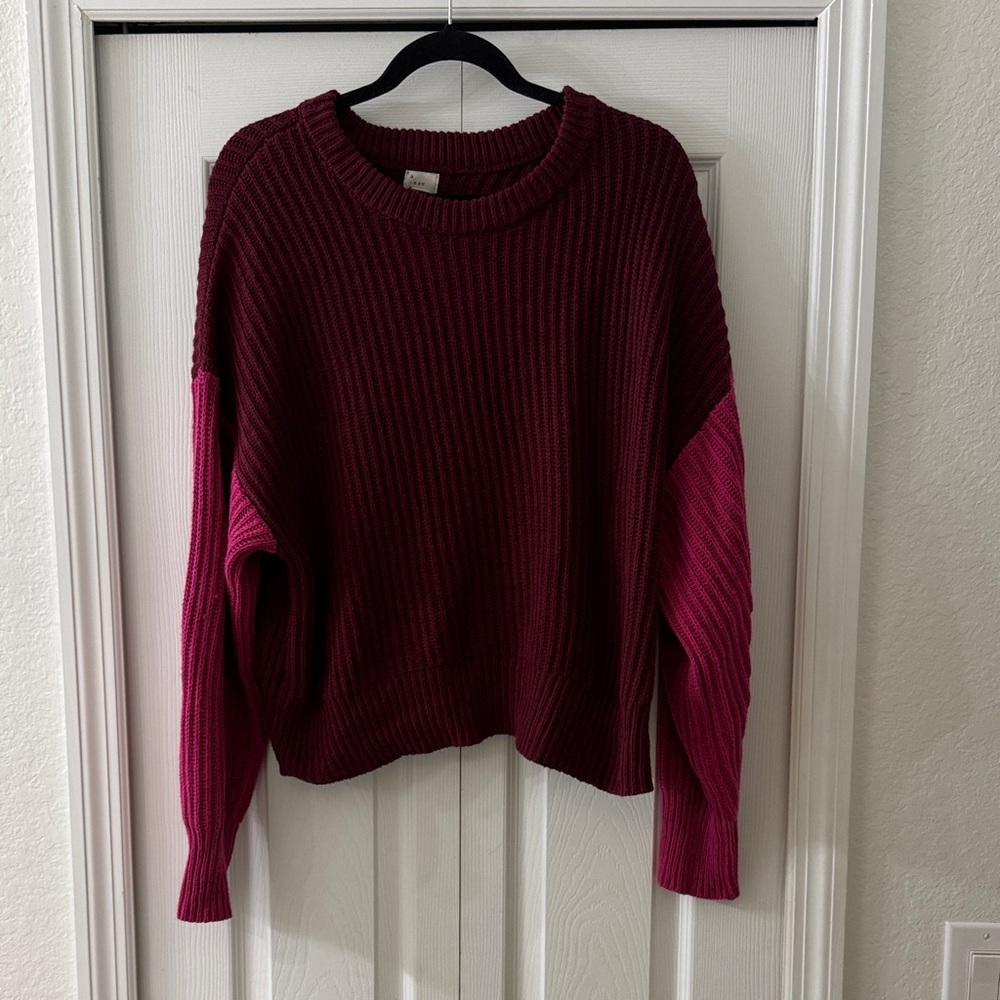 a new day Women's Deep Red Crew Neck Sweater